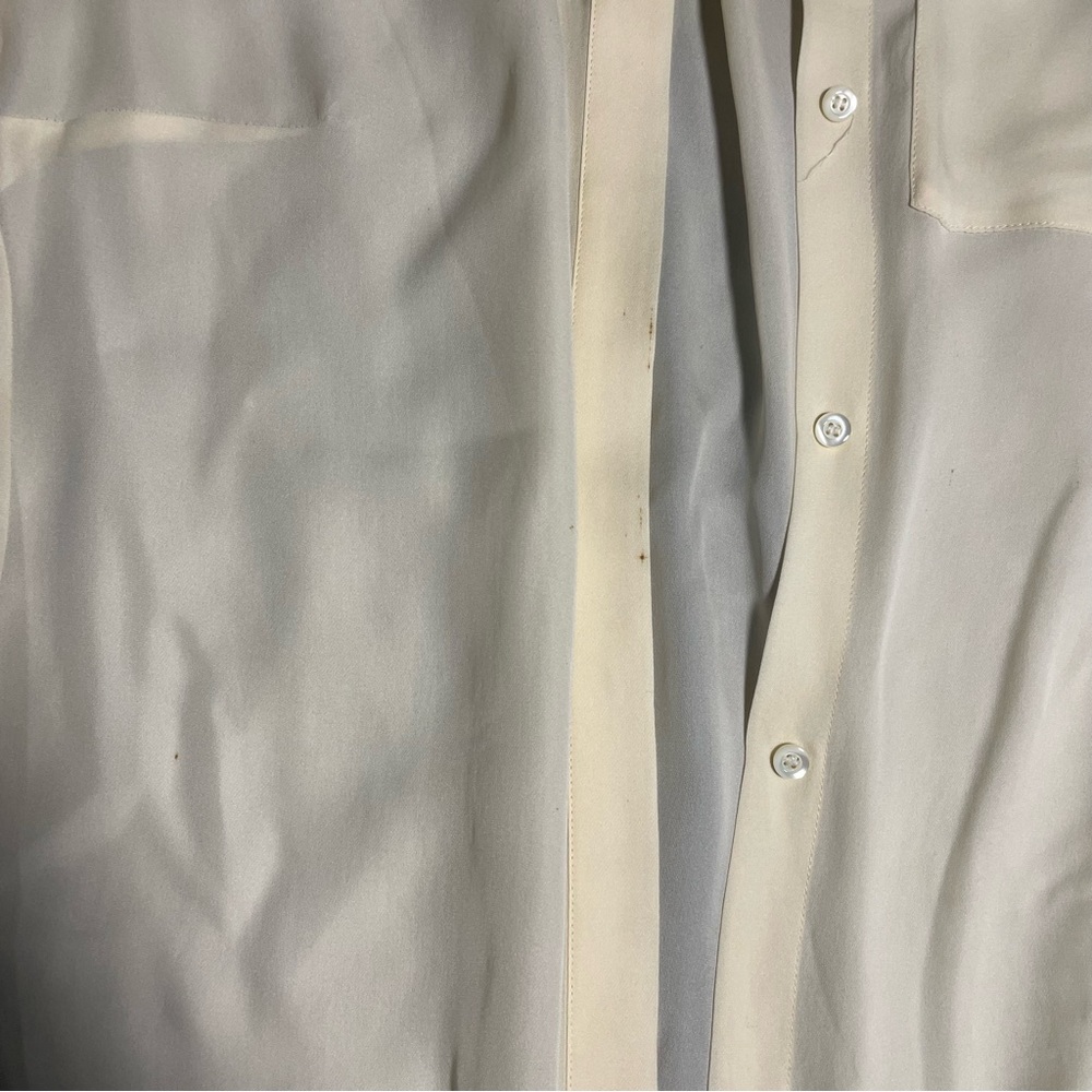 J Crew Size 0 Off White Silk Buttondown Blouse - Picture 6 of 6